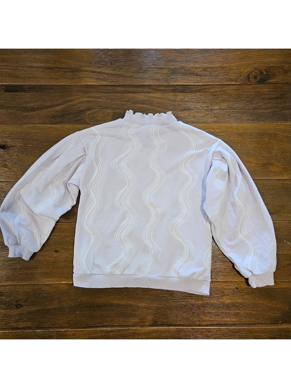 OPEN EDIT GIRL'S LILAC & WHITE SWIRLS LONG SLEEVED ORGANIC COTTON TOP SIZE 5 - Picture 8 of 8